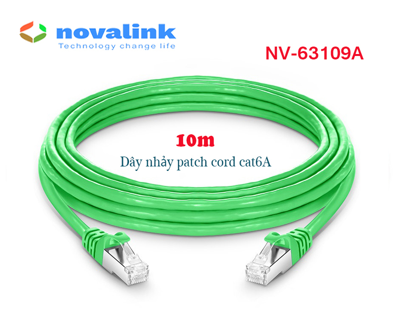 Dây nhảy patch cord Cat6A 10m Novalink NV-63109A - Tốc độ 10Gb, băng thông 550Mhz