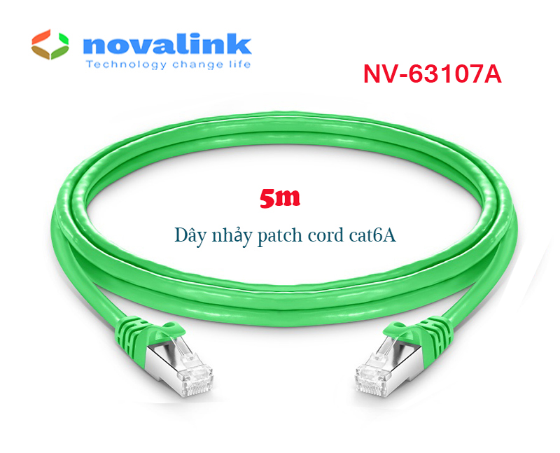 Dây nhảy patch cord Cat6A STP 5m Novalink NV-63107A - Tốc độ 10Gbps, băng thông 550Mhz