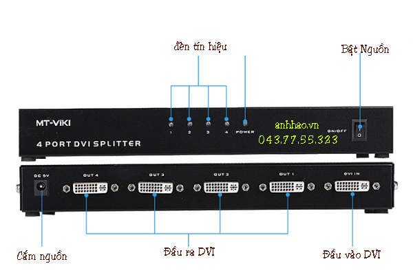 Bộ chia DVI 4 cổng, DVI spliter 4 port chính hãng