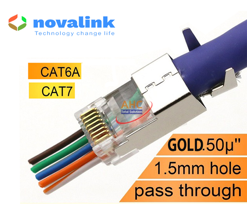 Đầu bấm mạng xuyên thấu cat6A/ cat7 Novalink CC-01-00195 chính hãng