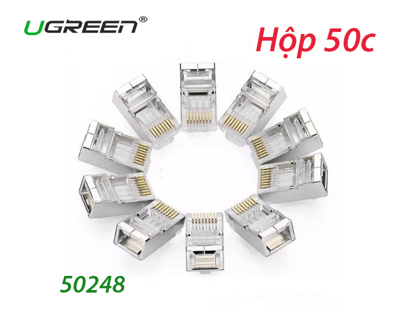 Đầu bấm mạng, hạt mạng RJ45 Cat6 bọc sắt Ugreen 50247 - Hộp 50 hạt chính hãng