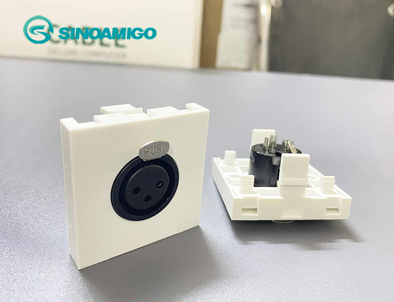 Hạt ổ cắm Micro Canon XLR đầu âm Sinoamigo F24-2 Type 45 | Lắp âm sàn/âm bàn cao cấp