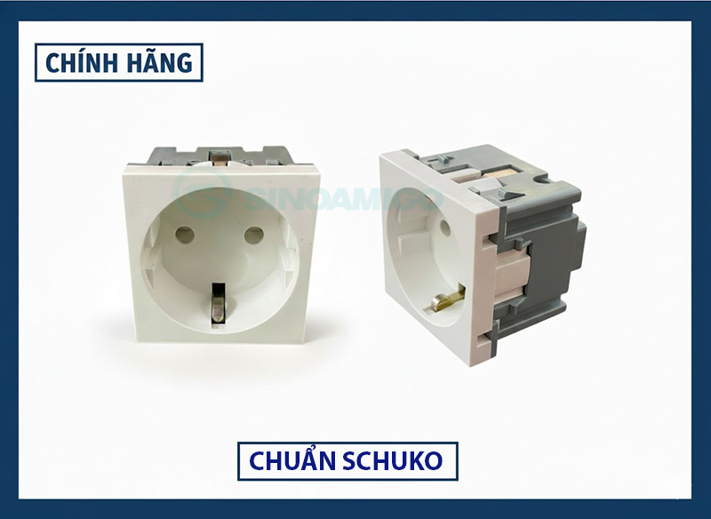 Hạt ổ cắm đơn chân tròn tiêu chuẩn châu Âu (Schuko) type 45 - Sinoamigo