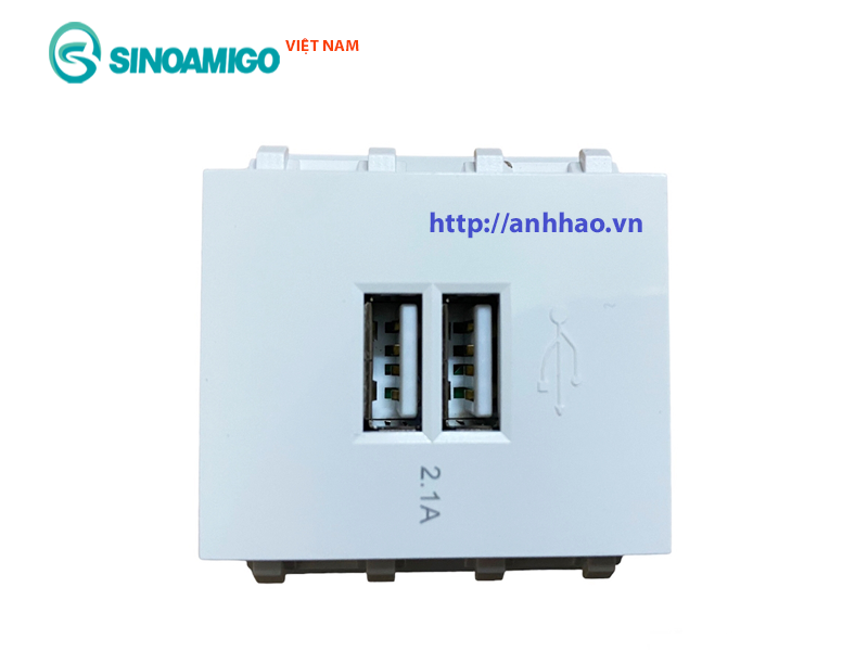 Ổ cắm USB sạc 5V-2.1A Sinoamigo P21-C3A lắp âm tường, âm sàn