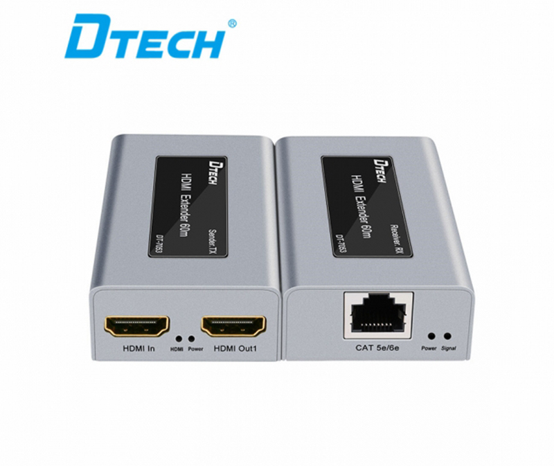 Bộ kéo dài HDMI 60M qua cáp mạng LAN Dtech DT-7053 MS - Full HD 1080p, hỗ trợ IR