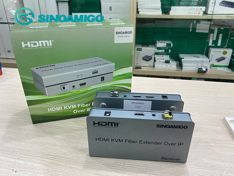 Bộ chuyển đổi HDMI sang quang 20KM Sinoamigo HDES20 - Hỗ trợ 2 cổng USB và IR