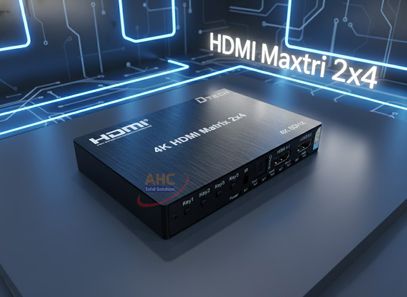 Bộ chuyển mạch HDMI ma trận 2 v&agrave;o 4 ra hỗ trợ 4K 60Hz - Dtech DT-7224W