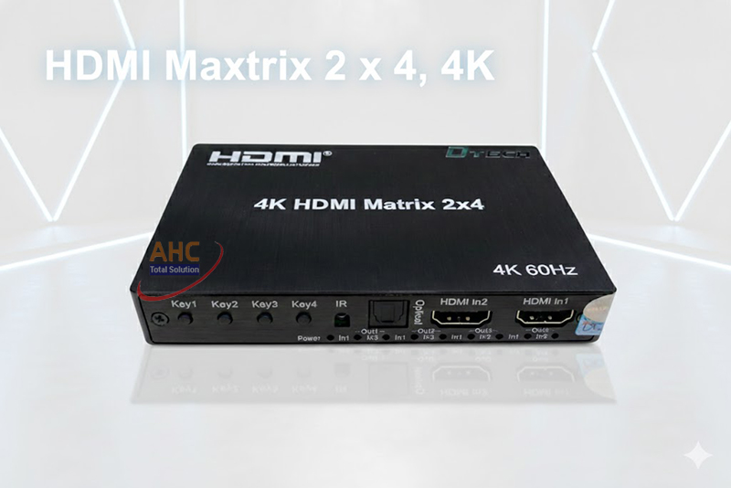 Bộ chuyển mạch HDMI ma trận 2 v&agrave;o 4 ra hỗ trợ 4K 60Hz - Dtech DT-7224W