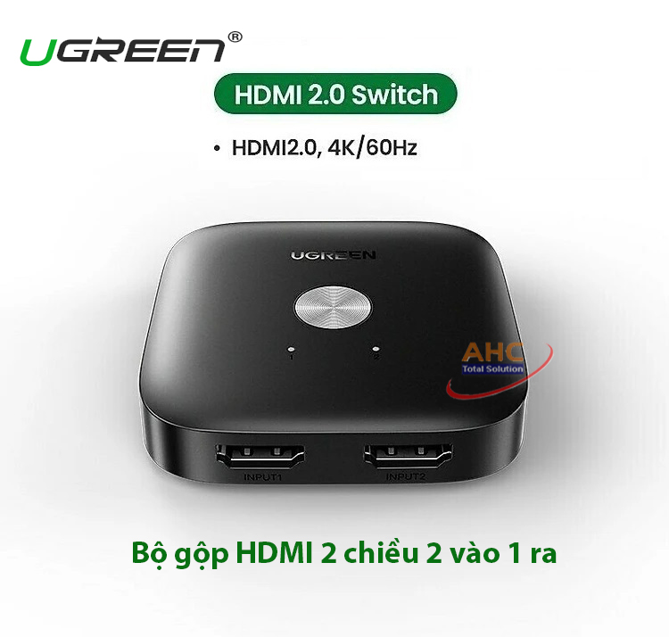 Bộ chuyển mạch 2 chiều HDMI 4K@60Hz 2 vào 1 ra Ugreen 80126