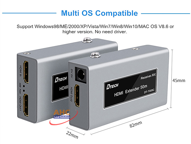 Bộ nối d&agrave;i HDMI 50M qua c&aacute;p mạng LAN Dtech DT-7009C - Full HD 1080p
