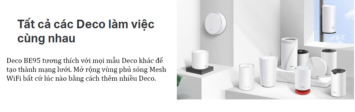 TP-Link Deco BE95 - Mesh Wi-Fi 7 hệu suất cao, 4 băng tần, hỗ trợ MLO, AI Mesh thông minh