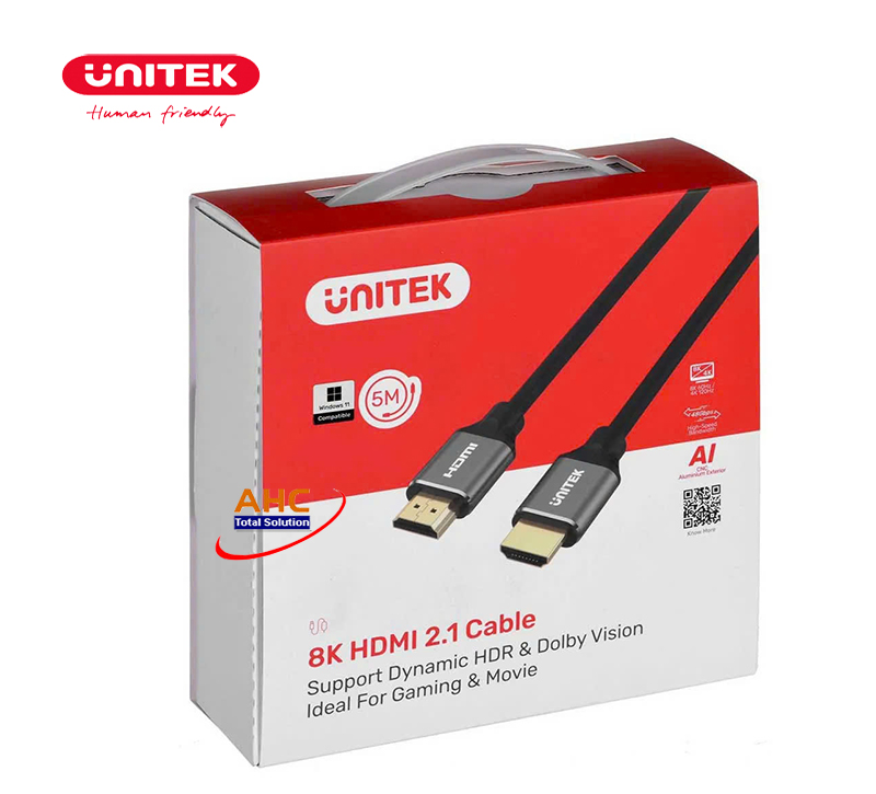 Cáp HDMI 2.1 Unitek C140W 5M - Hỗ trợ 8K@60Hz, 4K@120Hz