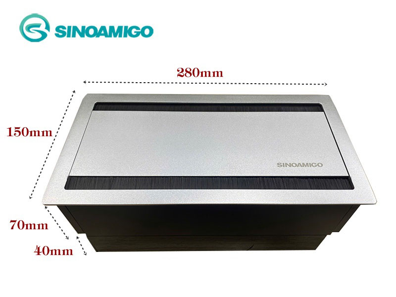 Hộp ổ cắm âm bàn đa năng Sinoamigo STS-7S/4F | Nắp mở quay hai chiều, tích hợp điện, mạng, hdmi, usb