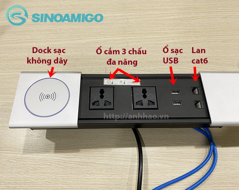 Hộp điện âm bàn cao cấp STS-SC01-Qi Sinoamigo chính hãng