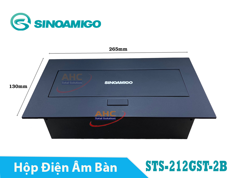 Ổ điện âm bàn họp Sinoamigo STS-212GST-2B. Tích hợp 4 ổ cắm 3 chấu đa năng