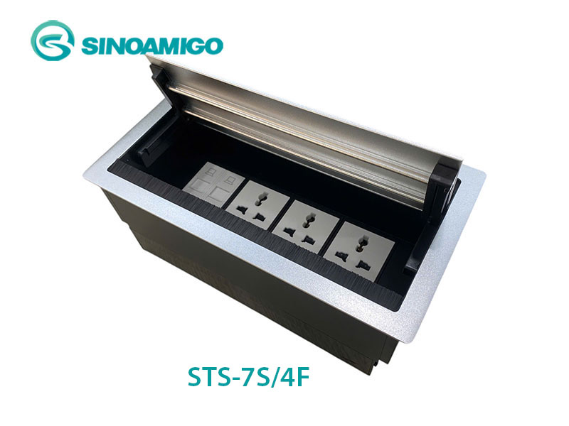 Hộp ổ cắm âm bàn đa năng Sinoamigo STS-7S/4F | Nắp mở quay hai chiều, tích hợp điện, mạng, hdmi, usb