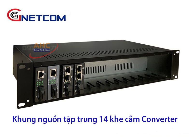 Khung nguồn tập trung  gắn 14 Converter quang Gnetcom GNC-RACK-2U14