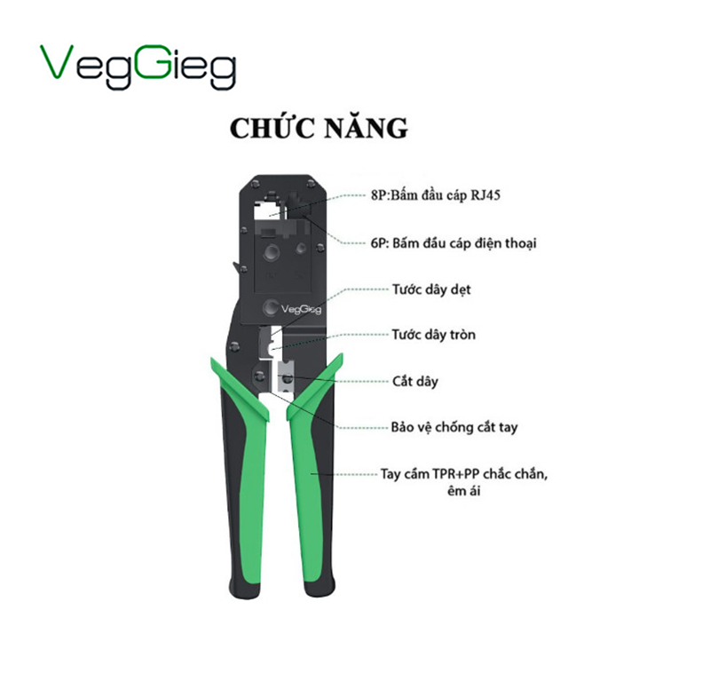 Kìm bấm mạng cat5/ cat6 VE103 VegGieg chính  hãng