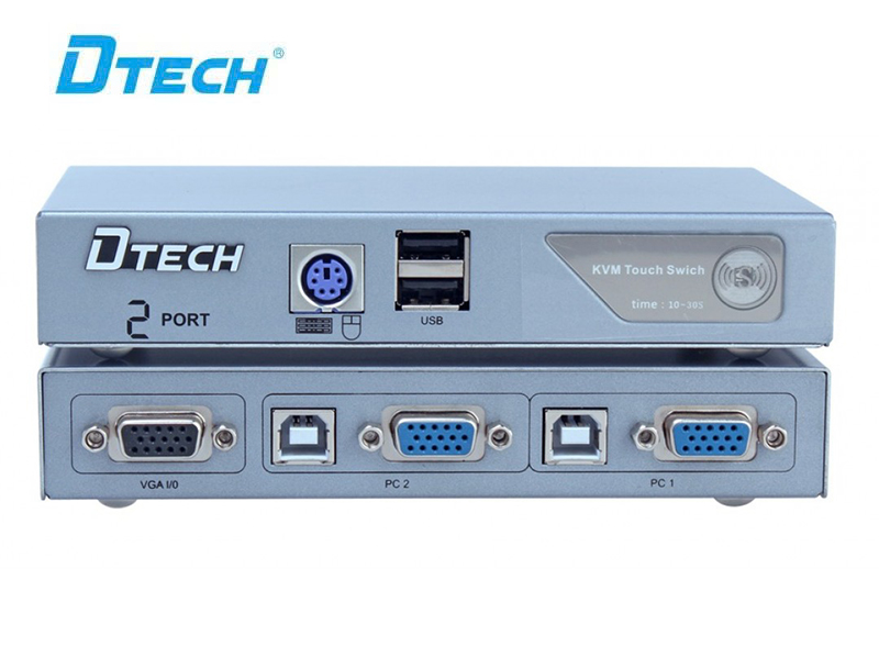 KVM Switch VGA 2 cổng dùng chung 1 màn hình cho 2 máy tính - Dtech DT-8021