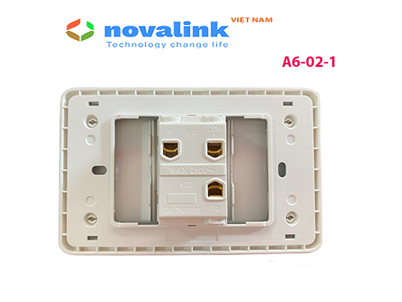 Bộ mặt 1 công tắc 2 chiều A6-02-1 Novalink cao cấp