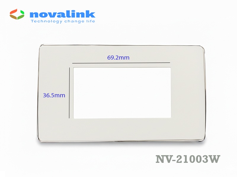 Mặt wallplate 3 cổng Novalink NV-21003W màu trắng tuyết, lắp nhân mạng HDMI USB VGA