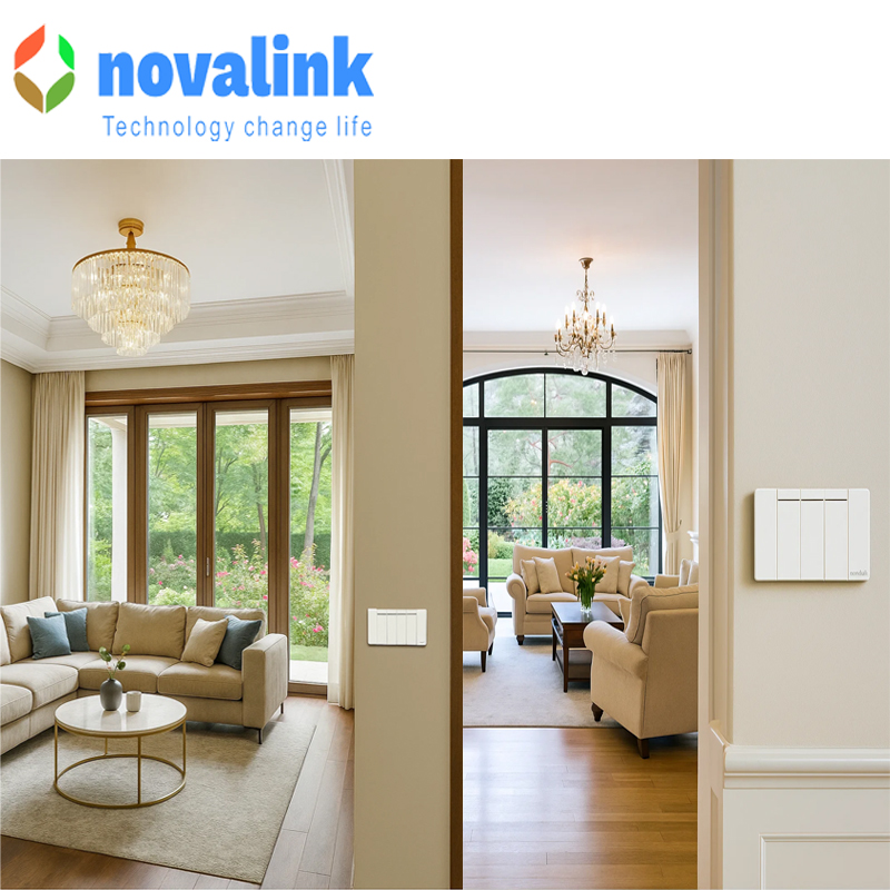 Mặt 3 công tắc điện 1 chiều Novalink A5-04 - Thiết kế hiện đại, chất liệu cao cấp