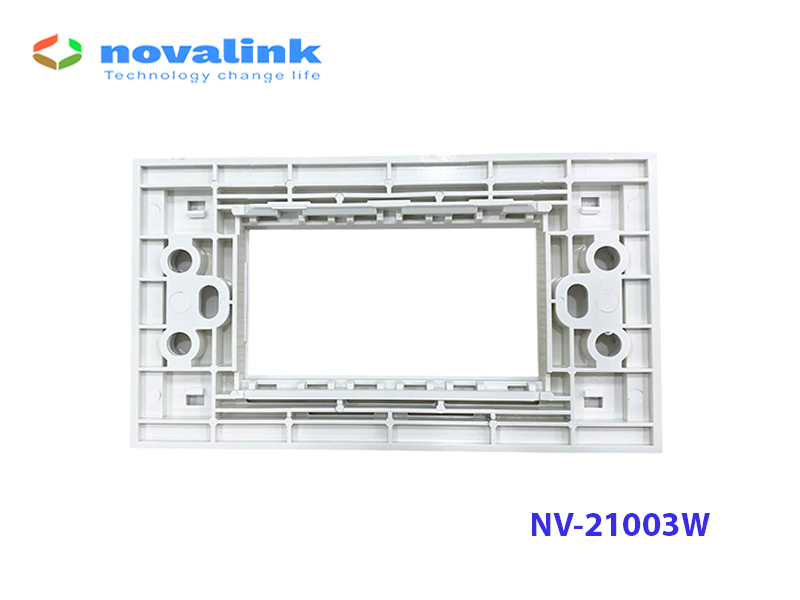 Mặt wallplate 3 cổng Novalink NV-21003W màu trắng tuyết, lắp nhân mạng HDMI USB VGA