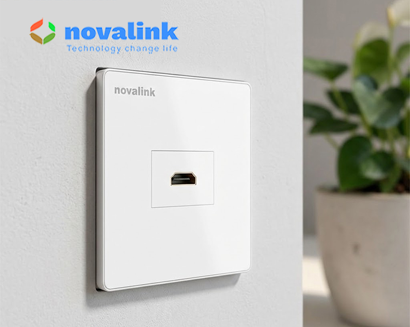 Ổ cắm HDMI âm tường hình vuông Novalink chính hãng