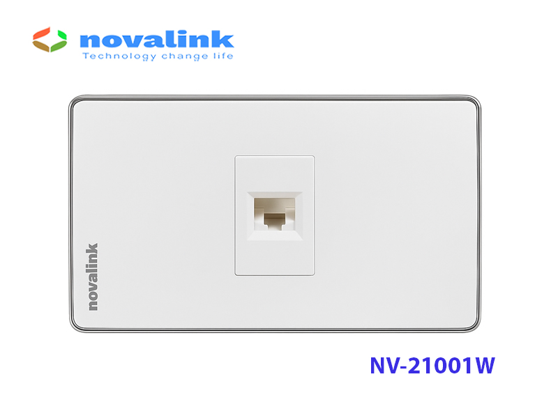 Mặt wallplate 1 cổng Novalink NV-21001W màu trắng tuyết, lắp module mạng HDMI USB VGA