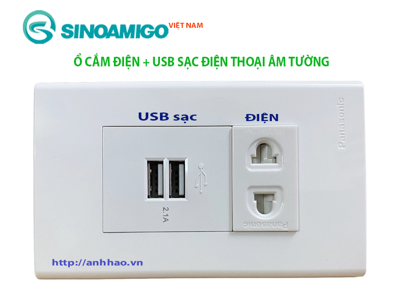 Ổ điện có USB 5V-2.1A âm tường