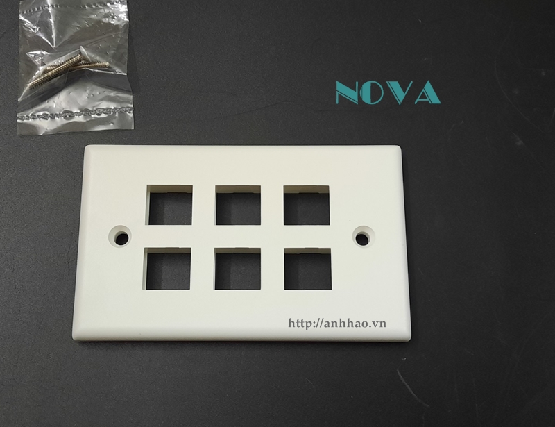 Mặt wallplate 6 cổng | Mặt ổ cắm mạng âm tường 6 cổng Nova CC-09-00005