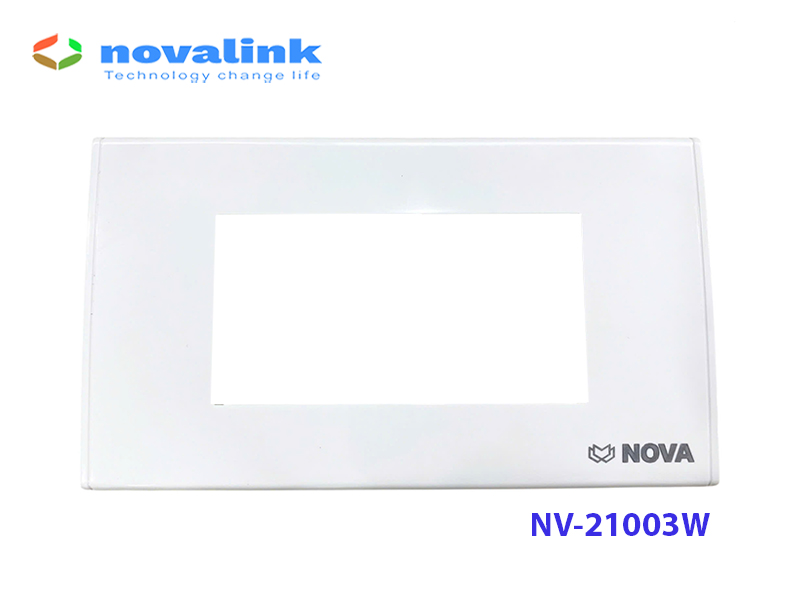 Mặt wallplate 3 cổng Novalink NV-21003W màu trắng tuyết, lắp nhân mạng HDMI USB VGA