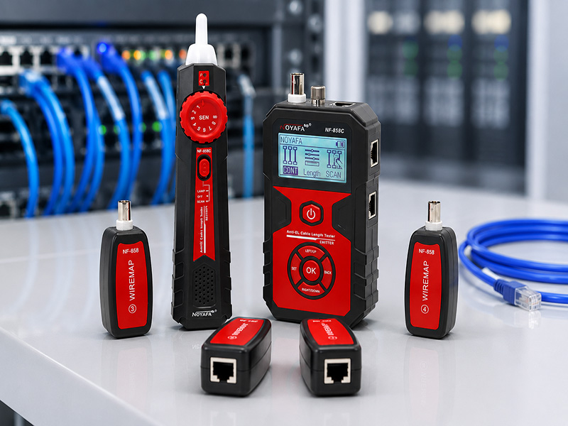 M&aacute;y test mạng đa năng Noyafa NF-858C đo chiều d&agrave;i, kiểm tra PoE v&agrave; soi quang VFL