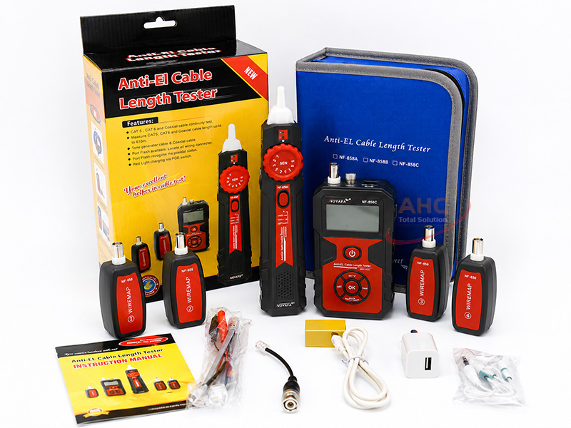 M&aacute;y test mạng đa năng Noyafa NF-858C đo chiều d&agrave;i, kiểm tra PoE v&agrave; soi quang VFL