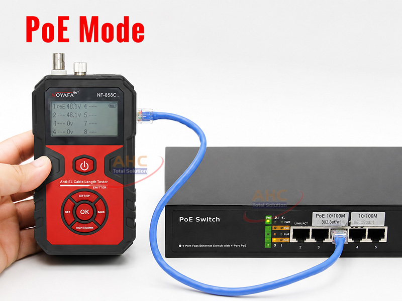 M&aacute;y test mạng đa năng Noyafa NF-858C đo chiều d&agrave;i, kiểm tra PoE v&agrave; soi quang VFL