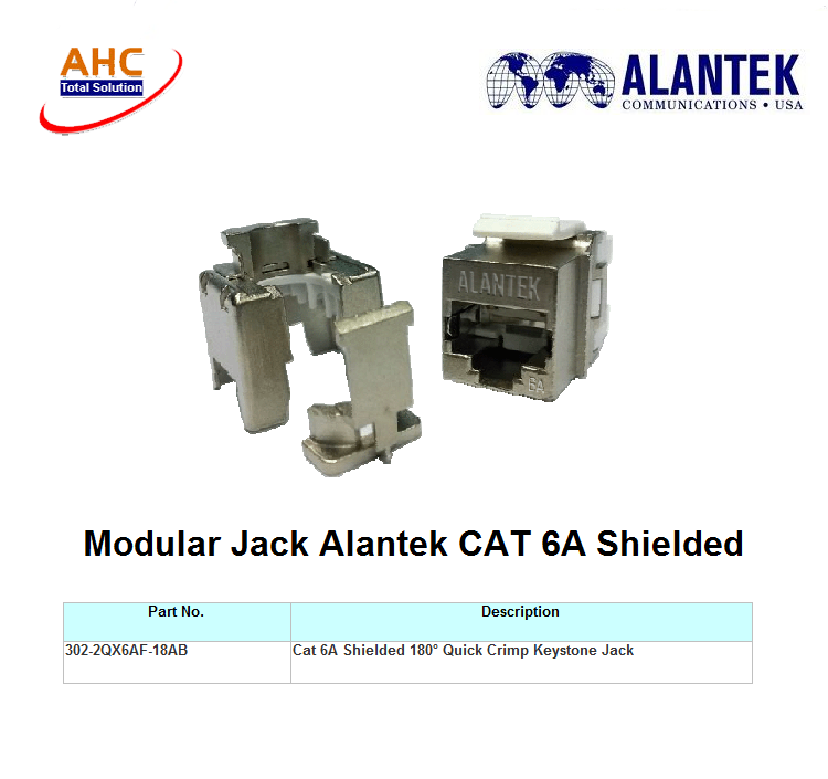 Nhân mạng cat6A Alantek 302-2QX6AF-18AB | Modular cat6A 302-2QX6AF-18AB Alantek