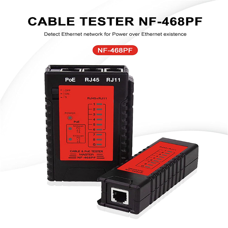 M&aacute;y test PoE v&agrave; c&aacute;p mạng RJ45, RJ11 Noyafa NF-468PF - kiểm tra nguồn 802.3af/at