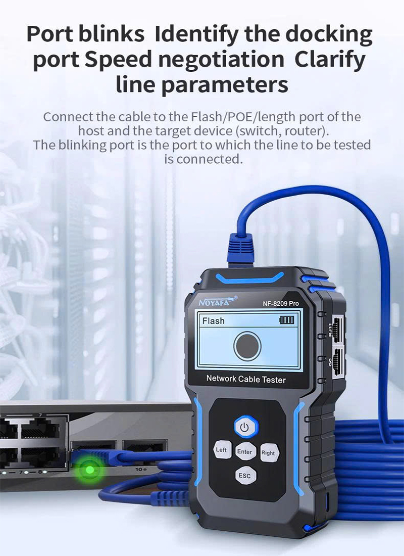 Máy test và dò cáp mạng đa năng, kiểm tra PoE, đo chiều dài dây - NOYAFA NF-8209 Pro