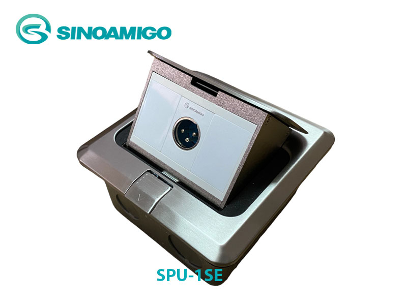 Box ổ cắm âm sàn SPU-1SE Sinoamigo inox màu bạc (lắp hạt Micro Canon