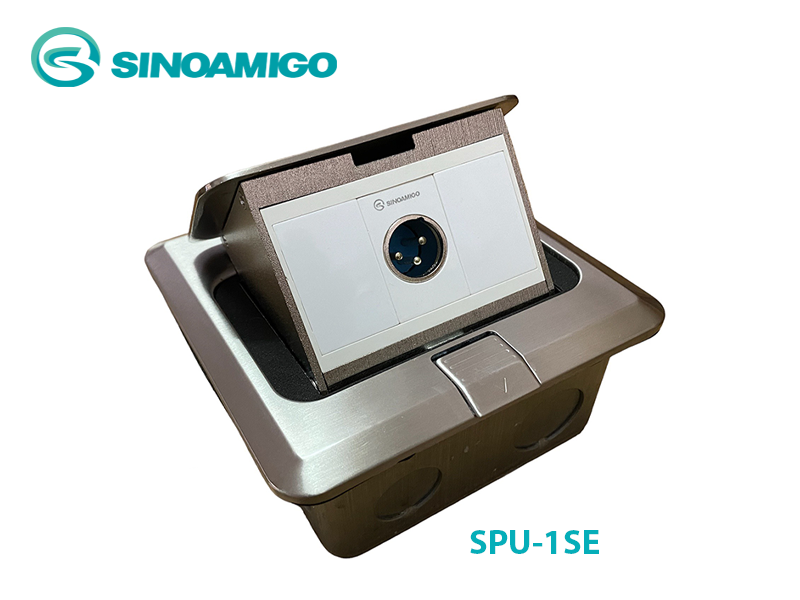 Box ổ cắm âm sàn SPU-1SE Sinoamigo inox màu bạc (lắp hạt Micro Canon