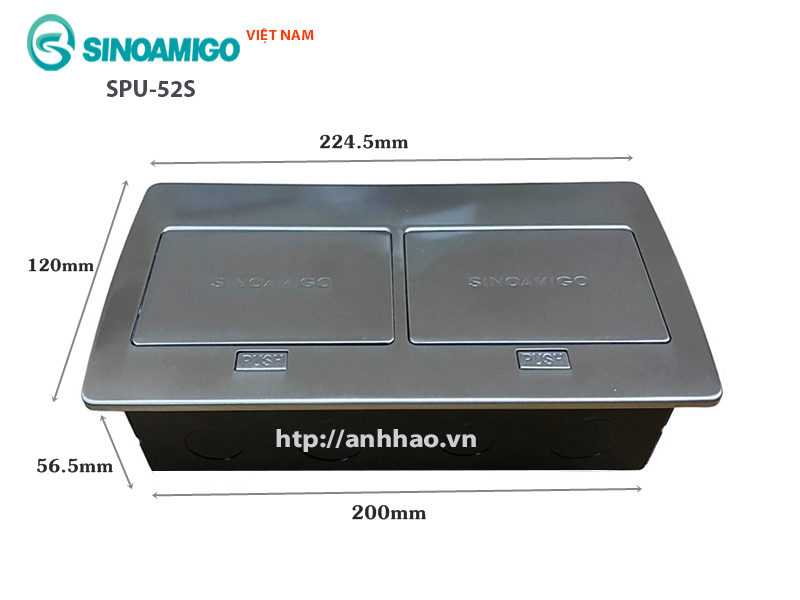 Ổ cắm âm sàn Sinoamigo SPU-52S màu bạc - Nhập khẩu chính hãng ( 2 ổ điện, 1 HDMI, 1 RJ45, 1 USB)