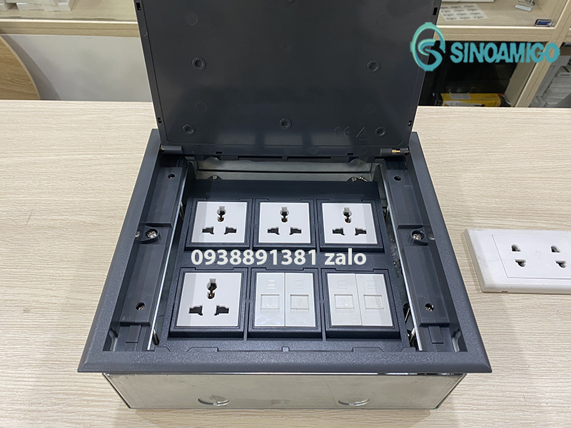 Ổ cắm điện âm sàn nâng SINOAMIGO SCF-245C, lắp tối đa 12 moduels