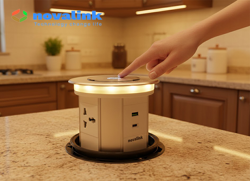 Ổ điện âm bàn đảo thông minh WTWF-W - Sạc nhanh, chống nước, điều khiển từ xa