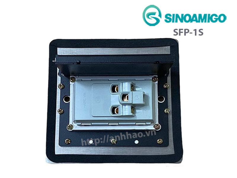 Ổ cắm âm sàn nắp trượt Sinoamigo SFP-1S, chất liệu thép không gỉ