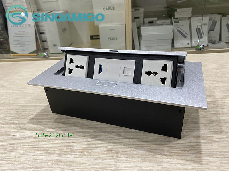 Hộp ổ cắm điện âm bàn tích hợp Điện, HDMI, USB data 3.0 Sinoamigo STS-212GST-1