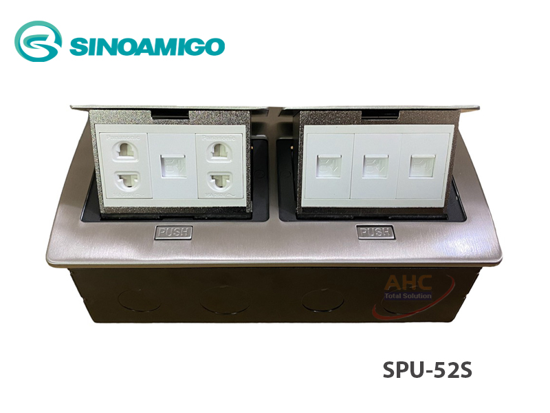 Ổ điện âm sàn Sinoamigo SPU-52S màu bạc ( 2 ổ điện + 4 ổ mạng)