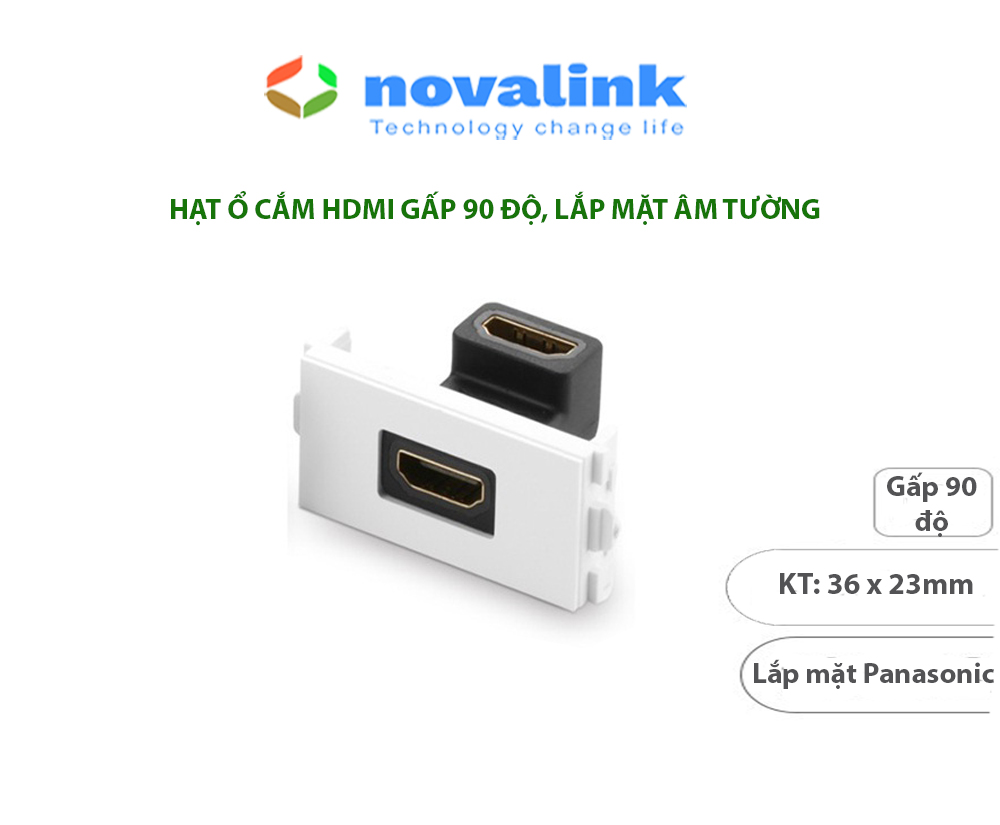 Hạt ổ cắm HDMI gấp 90 độ Novalink - Lắp mặt Panasonic âm tường