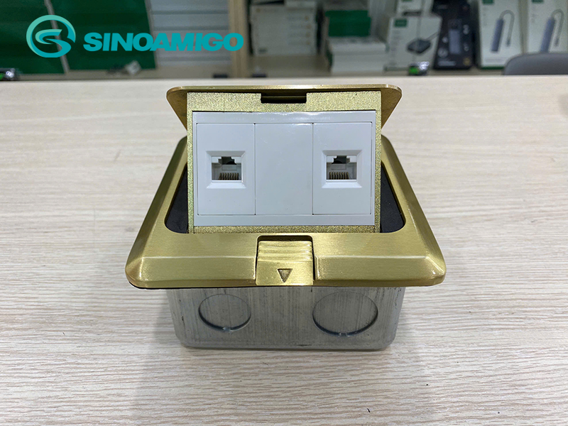 Ổ cắm âm sàn Sinoamigo SPU-1B với 2 cổng mạng LAN