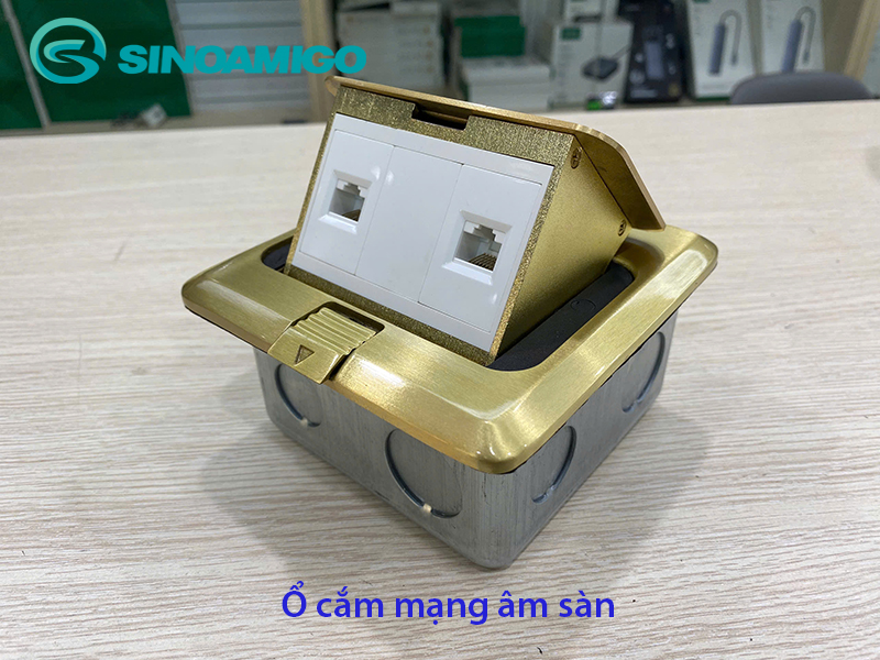 Ổ cắm âm sàn Sinoamigo SPU-1B với 2 cổng mạng LAN