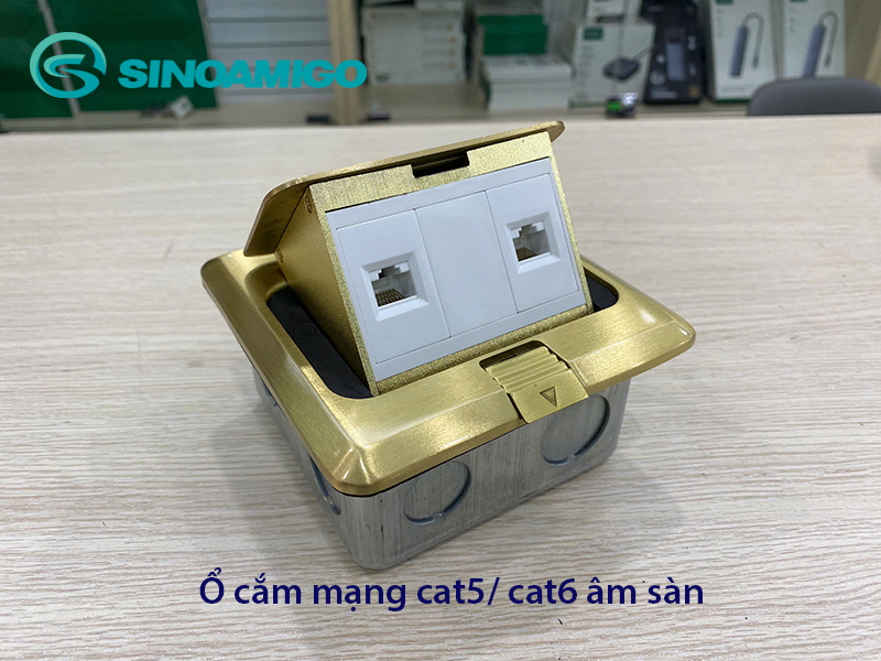 Ổ cắm âm sàn Sinoamigo SPU-1B với 2 cổng mạng LAN